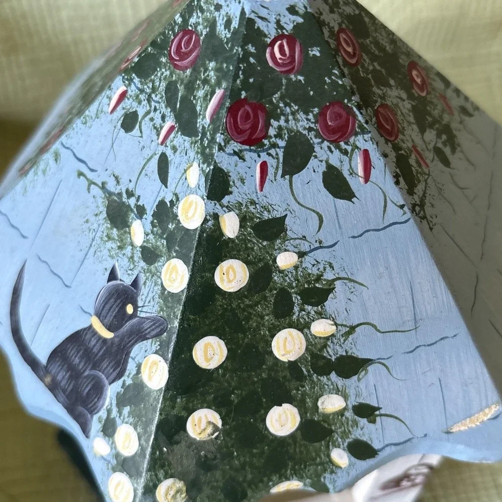 Kathy Hatch Wooden Garden Cat-Themed Hanging Gazebo Decor Hand Painted Detailed
